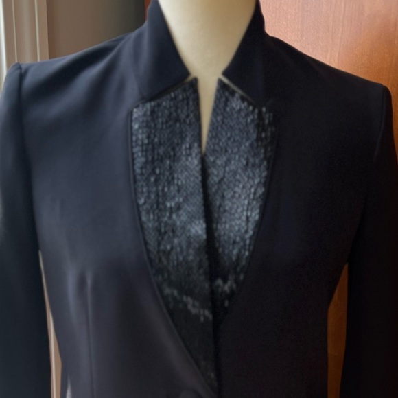 ARMANI COLLEZIONI Collar Embelished Black Blazer Size 2 - Picture 3 of 11